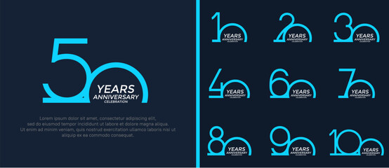 Wall Mural - set of anniversary logo blue color on dark blue background for celebration moment