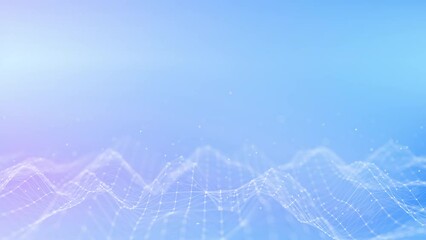 Leinwandbilder - digital technology White polygons connected on beautiful pastel pink blue gradient abstract background.