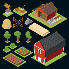 Wall Mural - Game Isometric Icon Set