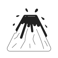 Poster - Volcano eruption monochrome flat vector object. Expulsion of molten lava. Natural disaster. Editable black and white thin line icon. Simple cartoon clip art spot illustration for web graphic design