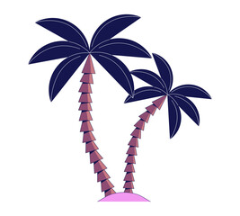 Poster - Exotic coconut trees flat line color isolated vector object. Decorative palm tree. Editable clip art image on white background. Simple outline cartoon spot illustration for web design
