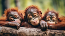Orangutan Cubs Close Up