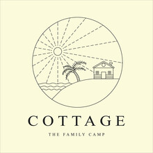 Cabin Or Cottage Logo Line Art Simple Minimalist Vector Illustration Template Icon Graphic Design