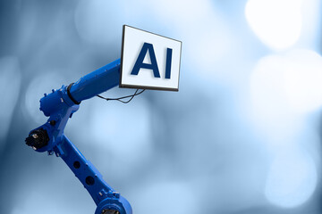 Fototapete - Robot with text AI - symbol of artificial intelligence