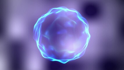 Poster - Abstract liquid geometric sphere. Smooth movement on a light background. Energy sphere of bright particles in the Universe. Seamless motion loop animation. 3d rendering. 4k animation.
