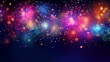 Abstract new year background with colorful fireworks and christmas lights. Festive illustration, generative AI