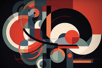 Poster - Abstract background in the style of expressionism, modern and Bauhaus. Artistic abstraction with colorful circles and lines
