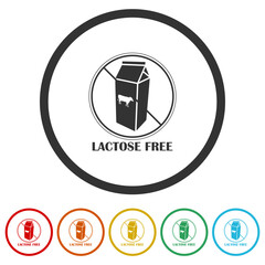 Poster - Lactose free sign. Set icons in color circle buttons