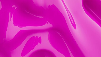 Wall Mural - 3d Abstract pink animation background. Smooth pink wavy plastic or latex. Acrylic liquid.