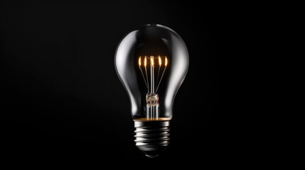 Poster - Black light bulb on black background, Background wallpaper, Business concept.