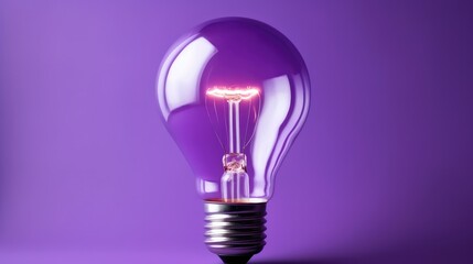 Wall Mural - Purple Light Bulb on Purple background, Background wallpaper, Business concept.