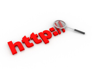 Poster - 3d illustration Network community concept . lens with http sign

