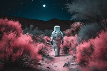 Astronaut Pink Planet Spacesuit. Generate Ai