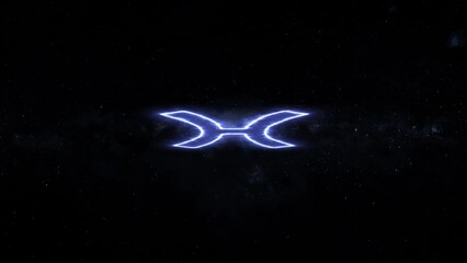 Canvas Print - zodiac sign pisces rotating in space 3d footage