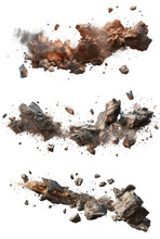 Flying Debris With Dust Isolated On Transparent Background