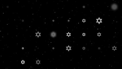 Poster - template animation of evenly spaced star of david symbols of different sizes and opacity. animation 