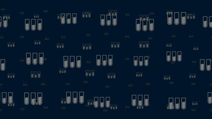 Poster - Water game symbols float horizontally from left to right. Parallax fly effect. Floating symbols are located randomly. Seamless looped 4k animation on dark blue background