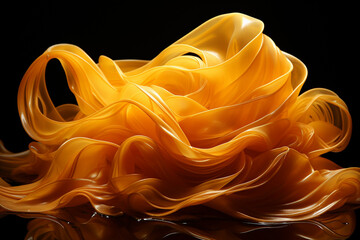Aufkleber - a photo of cooked pasta against a black background, Generative AI technology.