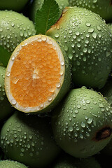 Aufkleber - a melon with half slice, seeds, and fruit, Generative AI technology.
