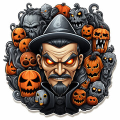 Leinwandbilder - stylized sticker of halloween theme icons with white background Generative AI technology.