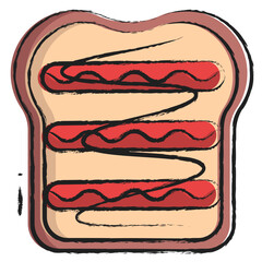 Sticker - Hand drawn sausage toast icon