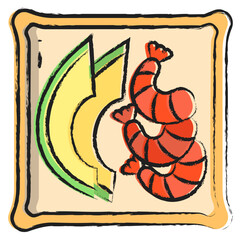 Sticker - Hand drawn shrimp toast icon