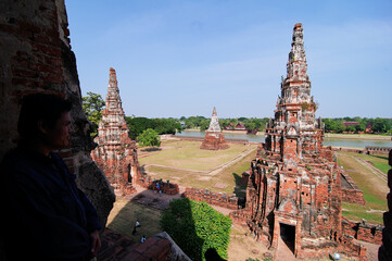 Canvas Print - Wat chaiwattanaram in Ayuthaya, old temple and heritage pagoda in Thailand