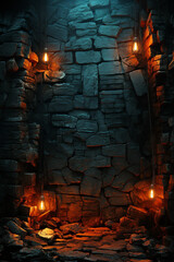 Poster - dark brick wall in the dark no light  Generative AI technology.