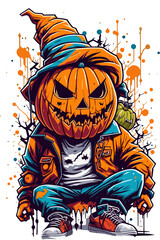 Wall Mural - ack-o'-lantern pumpkin. for halloween modern graffiti art