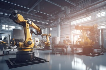 Poster - Robotics arm factory. Generate Ai