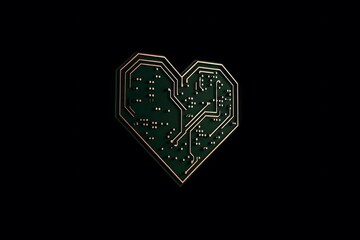 Poster - Logo shape heart circuit. Generate Ai