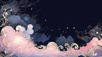 Wall Mural - celestial pink blue abstract cosmic space universe background, fairytale magic card, horizontal bann