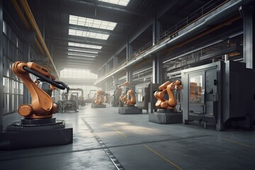 Poster - Robotics arm factory. Generate Ai