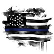 An American flag symbolic of support for law enforcement,usa flag painted watercolor