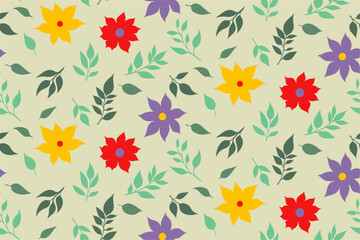 Poster - Flower seamless pattern. Retro abstract floral seamless pattern. Bright colors, painting on a light background. Abstract botanical background. Beautiful colorful floral design. Flower backdrop.