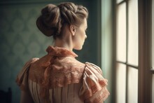 Victorian Woman Dress Female. Generate Ai