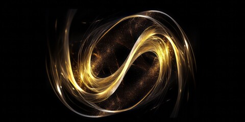Fototapete - Abstract Aurorapunk on Black Background. Tangled Forms and Flickering Light Convey Dynamic Elegance with Organic Material, Creating a Surreal Symphony of Visual Allure