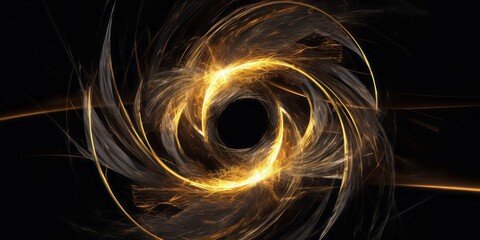 Fototapete - Abstract Aurorapunk on Black Background. Tangled Forms and Flickering Light Convey Dynamic Elegance with Organic Material, Creating a Surreal Symphony of Visual Allure