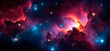 Deep space background wallpaper with a nebula. Banner format.