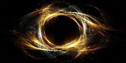 Fototapete - Abstract Aurorapunk on Black Background. Tangled Forms and Flickering Light Convey Dynamic Elegance with Organic Material, Creating a Surreal Symphony of Visual Allure