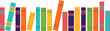Multicolored book spines. Books on a transparent background. Vector illustration in flat style.	