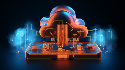 Secure Cloud: Digital Cybernetic Environment for Data Privacy - 3D Render