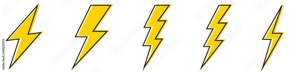 Vector electric lightning bolt logo set isolated on white background ...