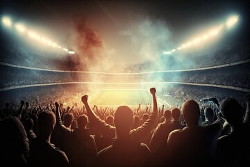 Wall Mural - Football stadium with football fans