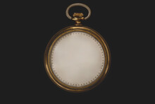 Timeless Concept. Antique Clock Without Numbers And Hands, Isolated On Black Background. Photomanipulation.