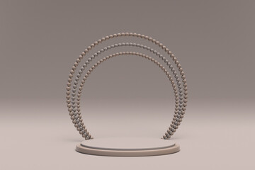 Poster - 3d beige background cosmetic podium. Beige pedestal, minimal studio product presentation