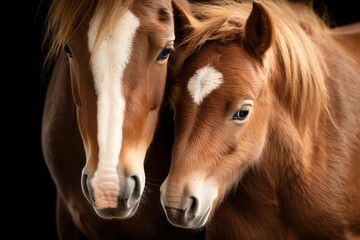 Poster - Portrait of horse with foal