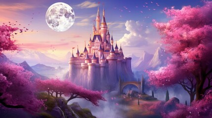 Pink princess castle background