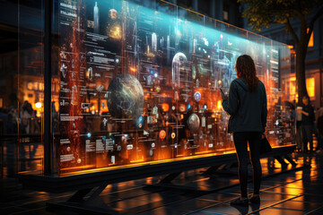 Wall Mural - Artificial intelligence analyzing data on a digital screen. Generative Ai.