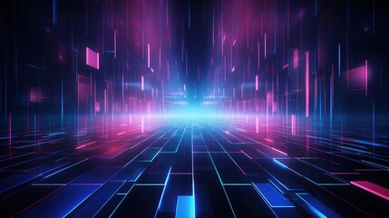 Blue glowing abstract lines background evokes sound waves or a music equalizer